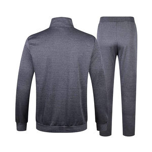 Gran oferta de alta calidad, tela de poliéster ajustada, negro liso con Panel, chándal con cremallera para correr para hombres - Product Image 6