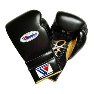 Nouveauté 2026, vente chaude, ensemble de boxe professionnel noir de combat, cuir véritable, ensemble de boxe personnalisé Winning, MI-BGS-12 - Product Image 2