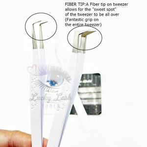 Ensemble de pinces à cils en acier inoxydable massif avec logo privé personnalisable Embouts en fibres pointues de couleur blanche pour les sourcils - Product Image 3