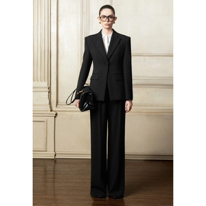 Pantalon femme de haute qualité pantalon jambe large jambe droite 73% Polyester 17% rayonne 10% Spandex vêtements de bureau femme étiquette personnalisée - Product Image 2