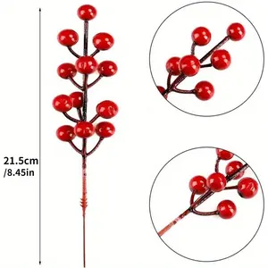Simulasi 21cm 12 berry bunga buatan buah ceri tanaman rumah pohon Natal pesta DIY Holly Berry StemFake kerajinan hadiah