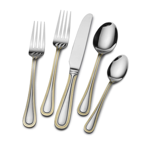 Ensemble de couverts en acier dernier concepteur de poignée nouveau classique artisanat banquet utilisé cuillère en acier dessert ensemble 5 pièces ensemble - Product Image 1