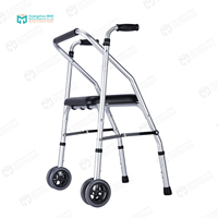 Déambulateur pliant en aluminium MDK avec dossier, 2 roues, léger, certifié CE, capacité 100 kg, 60 cm, aide à la mobilité pour personnes âgées, classe I