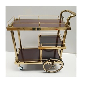 Carrito redondo de metal de buena calidad hecho a mano nuevo carro de servicio clásico elegante al por mayor diseñador de tres niveles nuevo carrito de metal - Product Image 2