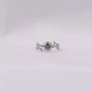Anillo de propuesta de diseño de moda para mujer con anillo de compromiso chapado en oro sólido de 14 quilates de diamante cultivado en laboratorio de lujo verde redondo - Product Image 1