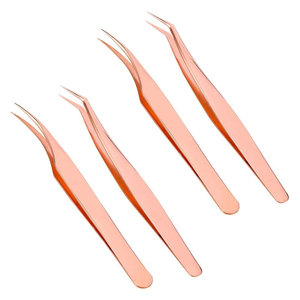 Pinzas de pestañas personalizadas de etiqueta privada puntas de fibra empuñaduras de diamante pinzas de pestañas de punta de fibra de volumen recto para damas - Product Image 6