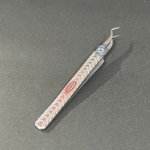 Pinces à cils professionnelles Gray Rocks, design personnalisé, pour extensions de cils, acier inoxydable, pointe dentelée tranchante, durables - Product Image 2