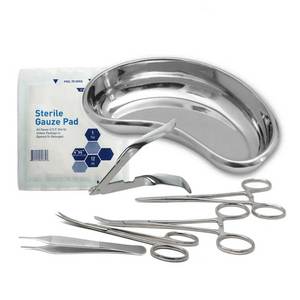 New SURGINEXA Surgical Skin <b>Staple</b> <b>Remover</b> Kit 7-Piece Forceps Scissors Gauze Kidney Tray Stainless Steel Medical Instruments - Product Image 5