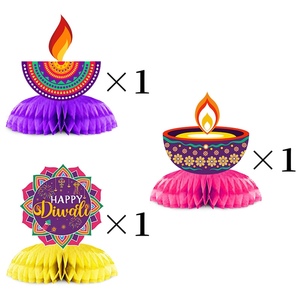 Suministros Personalizados para la Fiesta de Diwali, Lámpara Diya de Papel de Seda 3D, Centro de Mesa con Forma de Panal de Abeja, Decoración de Escritorio para la Celebración India - Product Image 3