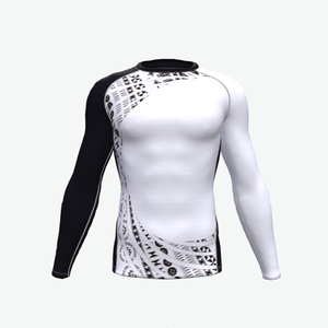 T-shirt de compression à manches longues rouge et noir pour homme, imprimé par sublimation, ajusté, pour MMA, extensible, haute performance - Product Image 2