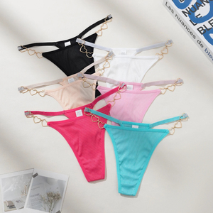 Culottes string côtelées fines et sans coutures taille haute pour femmes, sous-vêtements extensibles en nylon doux, lingerie invisible quotidienne - Product Image 2