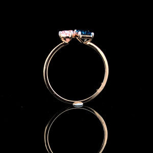 Bague élégante en diamant de laboratoire taille émeraude poire, or jaune massif 14 carats, finition polie brillante, 1 carat, bague de fiançailles, joaillerie fine - Product Image 3