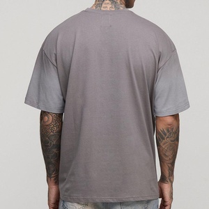 T-shirt décontracté surdimensionné en coton épais 100% pour homme, col haut personnalisé, épaules tombantes, noir, taille plus - Product Image 5