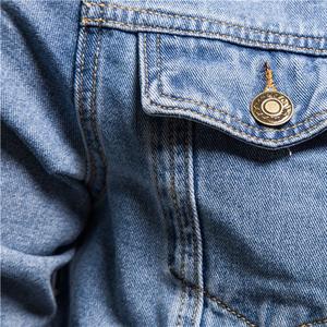 Nuevo diseño azul hombre Jean abrigos botón bolsillo hombres chaqueta de mezclilla otoño vaquero invierno Oversize prendas de vestir chaqueta para hombres - Product Image 6