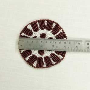 Handmade Beaded Tea Coaster Set of six White and Maroon Round Beads Elegant Table Decor for Tea Coffee and Festive Serving - Product Image 6
