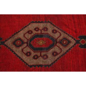 Turkish Vintage Rug, <b>Runner</b> 2.2x12.1 ft (68x370 cm) Rug, <b>Red</b> Solid Wool Rug - Product Image 4