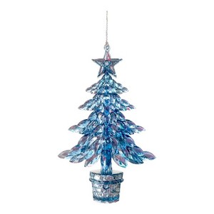 Décoration suspendue de Noël et du Nouvel An, unique, créative, de haute qualité, transparente, bleu royal, en acrylique, ornement d'arbre 2D à découpe diamantée - Product Image 1
