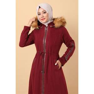 Manteau en laine et duvet anthracite pour femme, modèle Mega Merchant, avec détail en cuir zippé, garnissage 150g-200g, modèle 34334 - Product Image 6