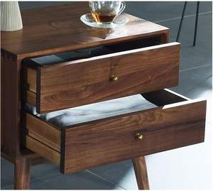 mesita de noche hecha a mano con cajones de madera, mesa de madera tradicional con cajones para hogares indios, mesa auxiliar rústica con cajones - Product Image 4