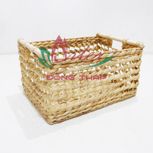 Best Selling Handcrafted Modern Handle Rectangular Storage Work <b>Bread</b> Packaging Reusable Water Hyacinth Grass Food Boxes <b>Bins</b> - Product Image 2