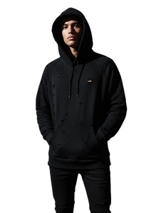 Sudadera con Capucha Personalizada para Hombre, Estilo Vintage, 100% Algodón Grueso, Lavado Ácido, Efecto Desgastado, Bajo sin Rematar, Impresión DTG - Product Image 1