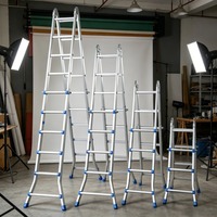 Échelle télescopique en aluminium, extension maximale de l'échelle télescopique de 22 pieds, échelle pliable multifonctionnelle avec deux roues