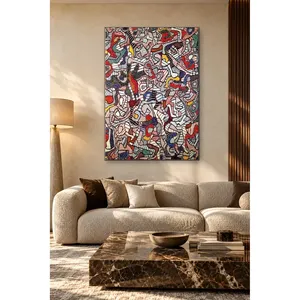 Impression sur toile Fida Dubuffet Labyrinth à rayures rouges et bleues - Product Image 5