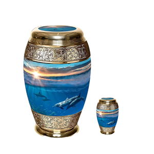 Urnas de cremación funeraria hechas a mano de metal de diseño extranjero con recuerdo para cenizas humanas, las más lujosas y elegantes para vendedores - Product Image 3