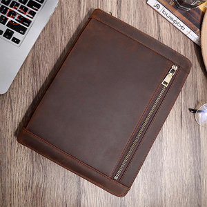 Ready Stock Available Standard Quality Waterproof Leather Portfolio <b>Folder</b> 15 Inches Zipper Closure Customizable Available Bulk - Product Image 1