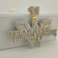 2025 Nuevo Logotipo Inicial Personalizado de Lujo Estilo Hip Hop Plata de Ley 925 con Diamantes VVS Brillantes Cultivados en Laboratorio para Mujer con Nombre y Número