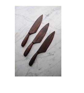 Couteau à gâteau en bois véritable 3 couteaux en bois de couleur naturelle en bois différent pour l'utilisation de gâteaux et de desserts à bas prix - Product Image 4