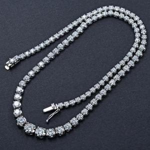 Collar de cadena de tenis de diamante de corte brillante de 10 quilates para mujer, Plata de Ley 925 sólida, acabado Platino, certificado IGI - Product Image 3