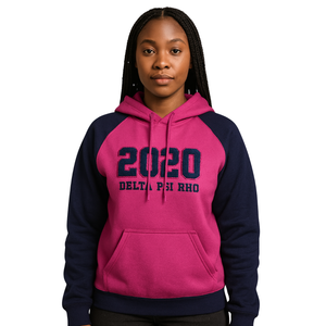 Delta Psi Rho Sorority Raglan Sleeve Pullover Hoodie Pink 80 Cotton 20 Poly Founding Year 2020 Greek Life Casual Wear Hoody - Product Image 1