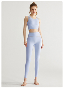 New Fashion Breathable Seamless High Waist Yoga Long <b>Leggings</b> Solid <b>Pattern</b> Two Piece Yoga Set <b>Women</b> High Elasticity Quick Dry - Product Image 4