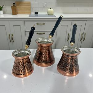 Ensemble de cafetières turques classiques en cuivre triple couche sablé, pour le thé et les boissons, pour une utilisation en cuisine - Product Image 3