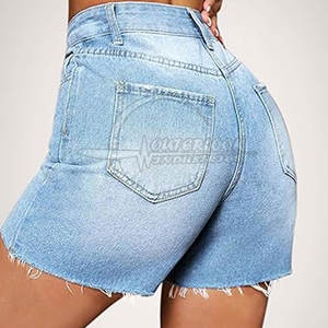 2025 gros Logo personnalisé été taille haute coton jean Shorts pour femmes respirant motif chaud Shorts - Product Image 3