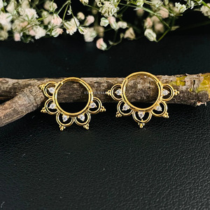 14K Yellow <b>Gold</b> Natural Diamond Daith Piercing Women's Fine Jewelry-Gift - Product Image 2