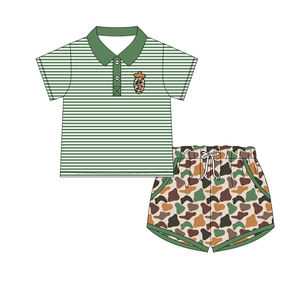 Vêtements pour enfants personnalisés en gros, ensemble <span class=keywords><strong>polo</strong></span> et short camouflage pour chien, panier à œufs, tenue de Pâques pour bébé garçon, vêtements de boutique pour enfants - Product Image 5