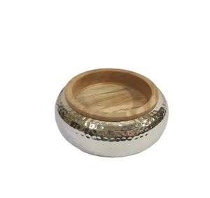 Vintage Style Chocolate Sweet Serving Bowl <b>Prime</b> Quality Silver Metal Chocolate Bowl With Wooden Stand For Special Occasions - Product Image 1