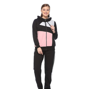 Conjunto de chándal Multipanel para mujer, chaqueta con capucha y pantalones para correr, diseño impreso con cremallera completa, ropa deportiva para correr - Product Image 1