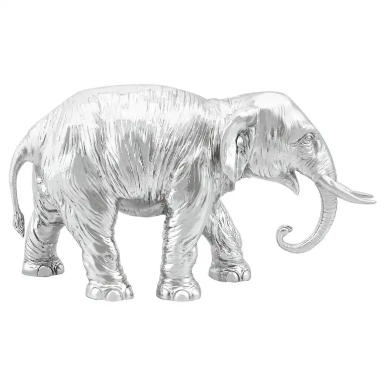 Figurina di animali di elefante d'argento Figurine di animali in alluminio di ottone di elefante d'argento prezzo da parte della statua animale del venditore indiano all'ingrosso