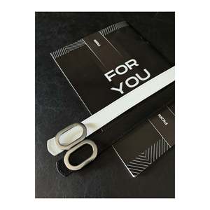 Oval <b>Silver</b> Buckle Women's Trouser Belt, <b>Jacket</b> Belt, Shirt Belt, Dress Belt - Black and White - Product Image 3