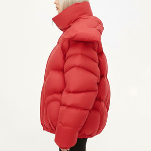 Veste matelassée en coton surdimensionnée de style hip-hop de haute qualité pour femmes, logo imprimé personnalisé, veste légère - Product Image 2