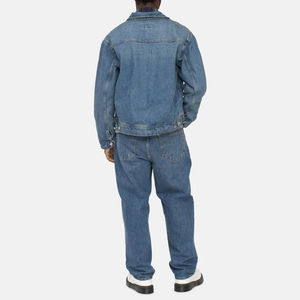 Chaquetas Vaqueras para Hombre con Capucha y Cuello Alto, Diseño Vintage y Elegante, Transpirables, con Logotipo Personalizado, Color Azul Deportivo, Estilo Urbano, Parche Frontal - Product Image 5