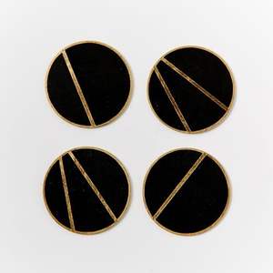 Posavasos circulares simples de madera, Juego de 3 elegantes diseños naturales para Decoración de mesa de comedor, precio al por mayor, posavasos negros con madera - Product Image 5