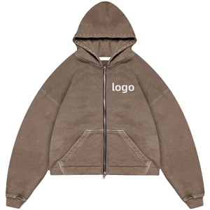 Moda de gran tamaño Zip-Up Sudaderas Precio de fábrica Hombres Zip Hoodie Venta al por mayor Chaquetas de cremallera completa de los hombres - Product Image 1
