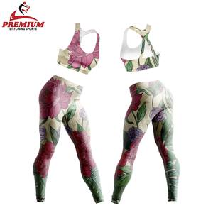 Ropa de gimnasio de entrenamiento de diseño personalizado para mujeres y adultos conjuntos de gimnasio de cintura alta con patrón sólido sublimado - Product Image 5