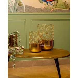 Bougeoir photophore plaqué or de luxe en métal attrayant pour les décorations d'éclairage de table de fêtes à la maison - Product Image 6