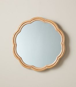 Seashell pattern wall <b>mirror</b> made of rattan, wall <b>hanging</b>, home decor, highly aesthetic home decoration accessories, wholesale. - Product Image 1