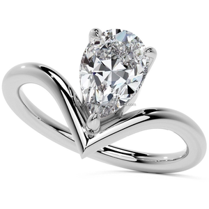 Gorgeous Pear Cut Moissanite Diamond <b>Solitaire</b> <b>Ring</b> with Freshwater Pearl Prong Setting Constellation Shape 925 <b>Silver</b> Plating - Product Image 1